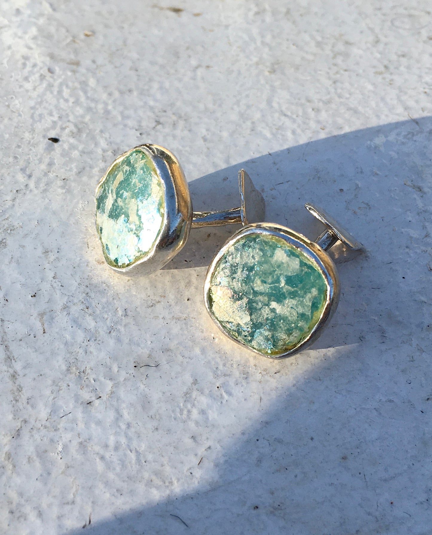 Sterling Silver Glass Cufflinks