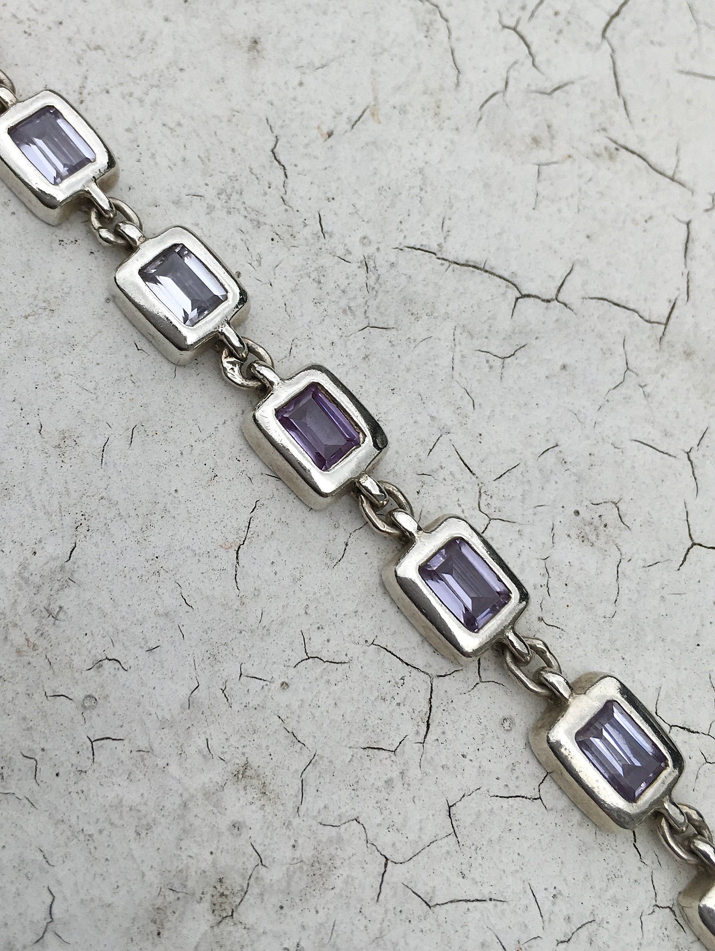 1990s Sterling Silver Amethyst Bracelet