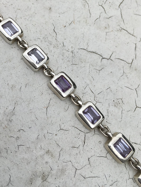 1990s Sterling Silver Amethyst Bracelet