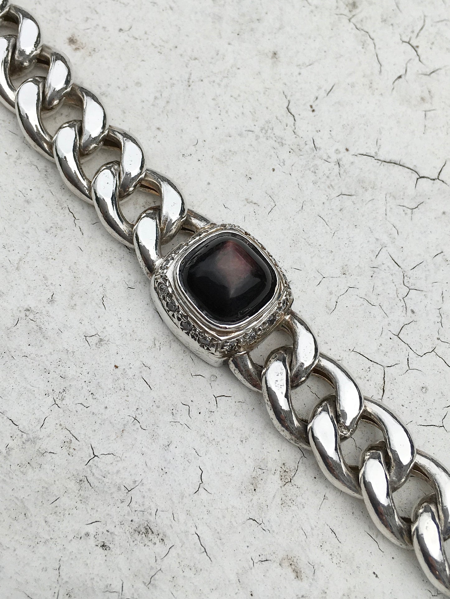 Sterling Silver Labradorite Curb Bracelet