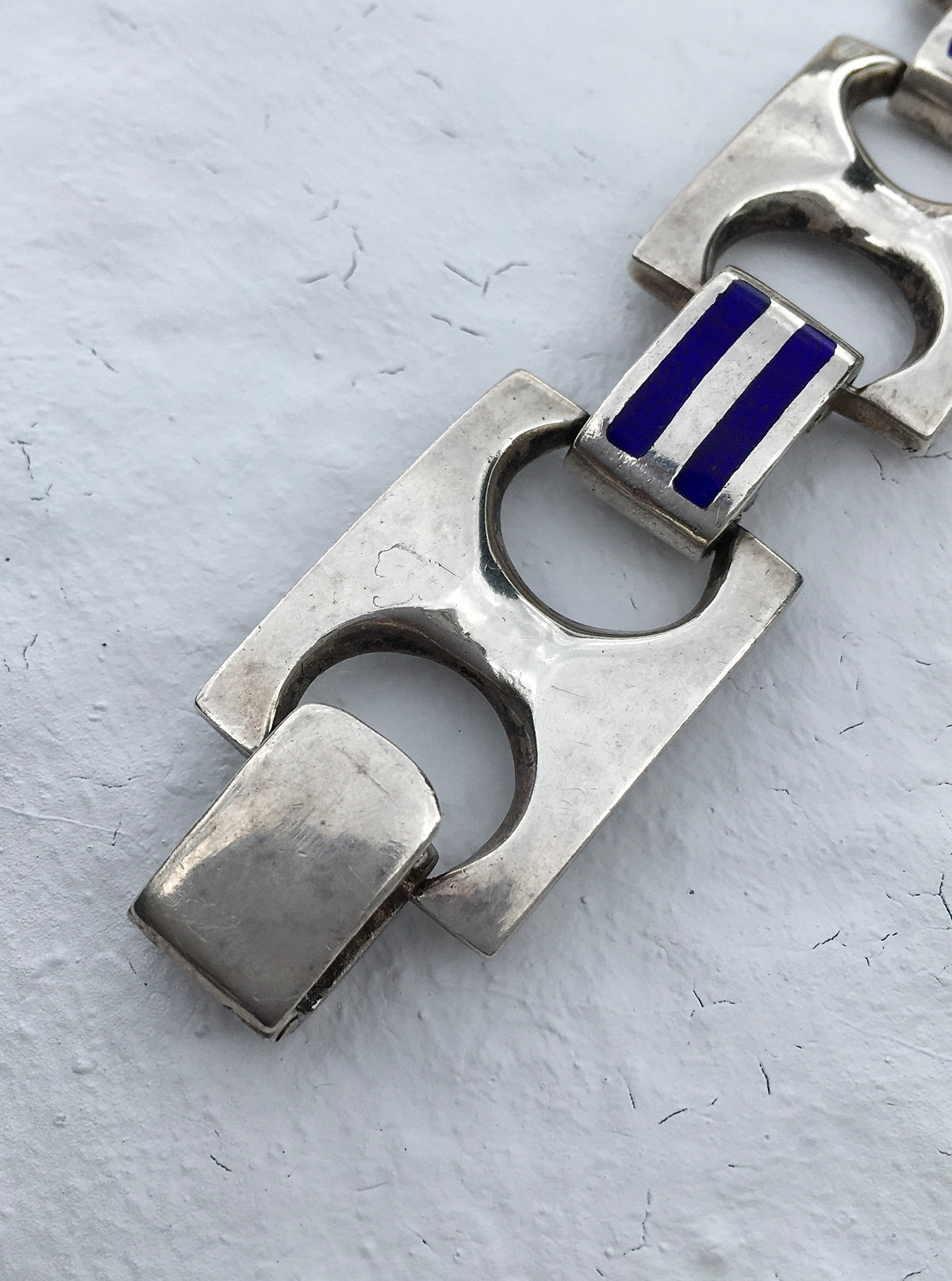 Vintage 1970s Sterling Silver Enamel Bracelet