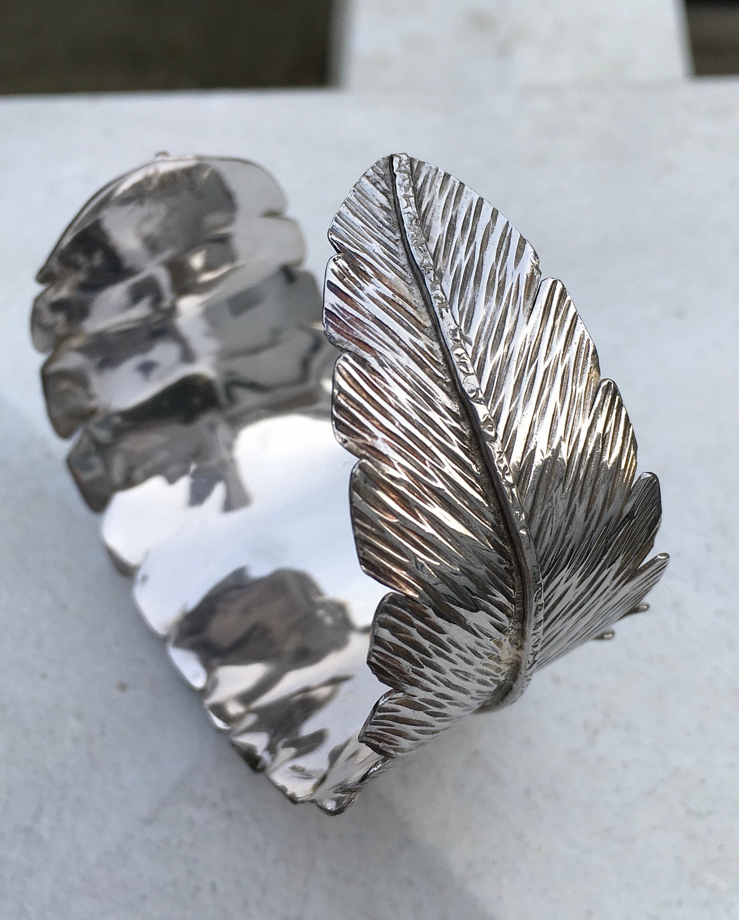 Sterling Silver Feather Bangle