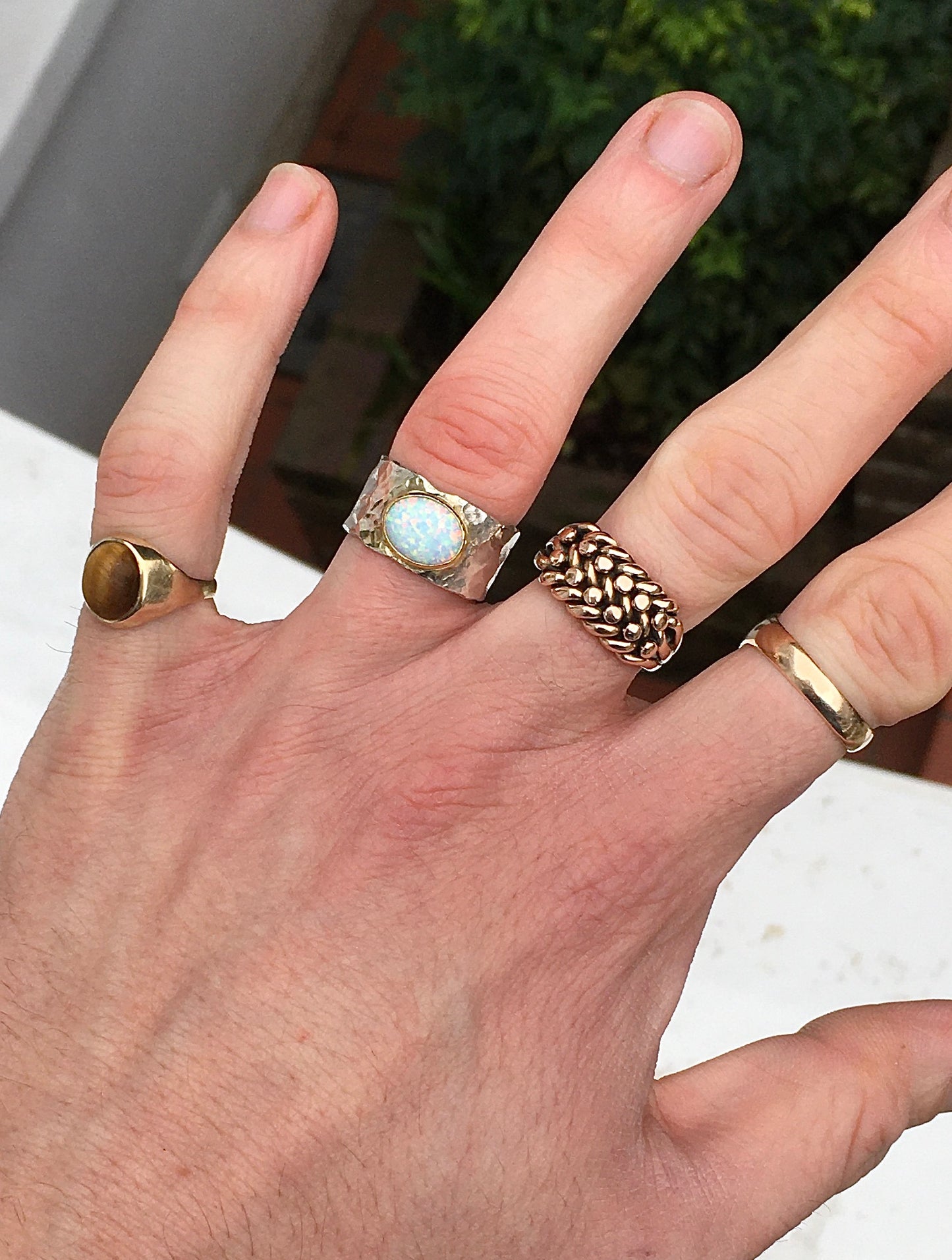 Silver & Gold Opal Ring