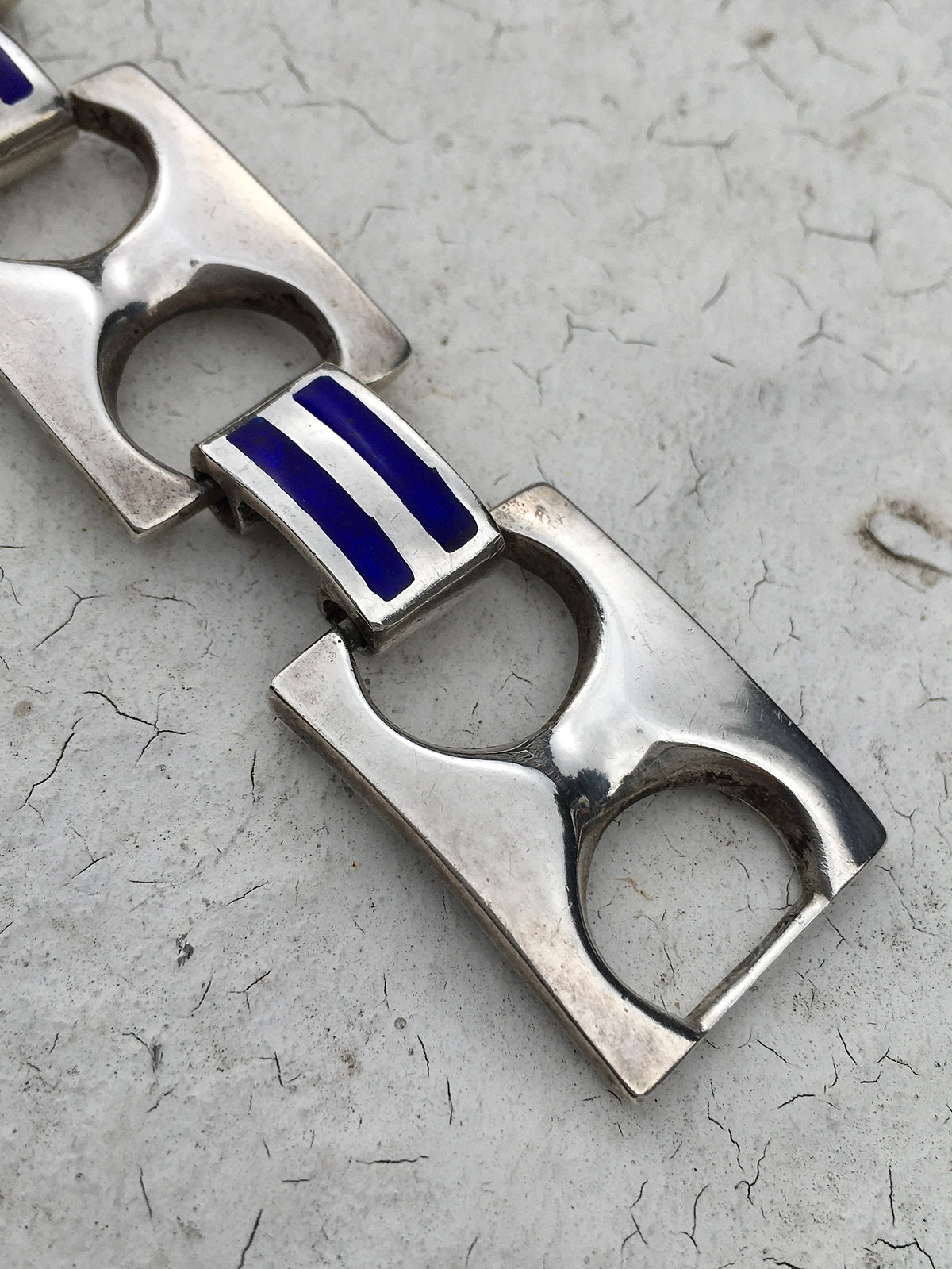 Vintage 1970s Sterling Silver Enamel Bracelet