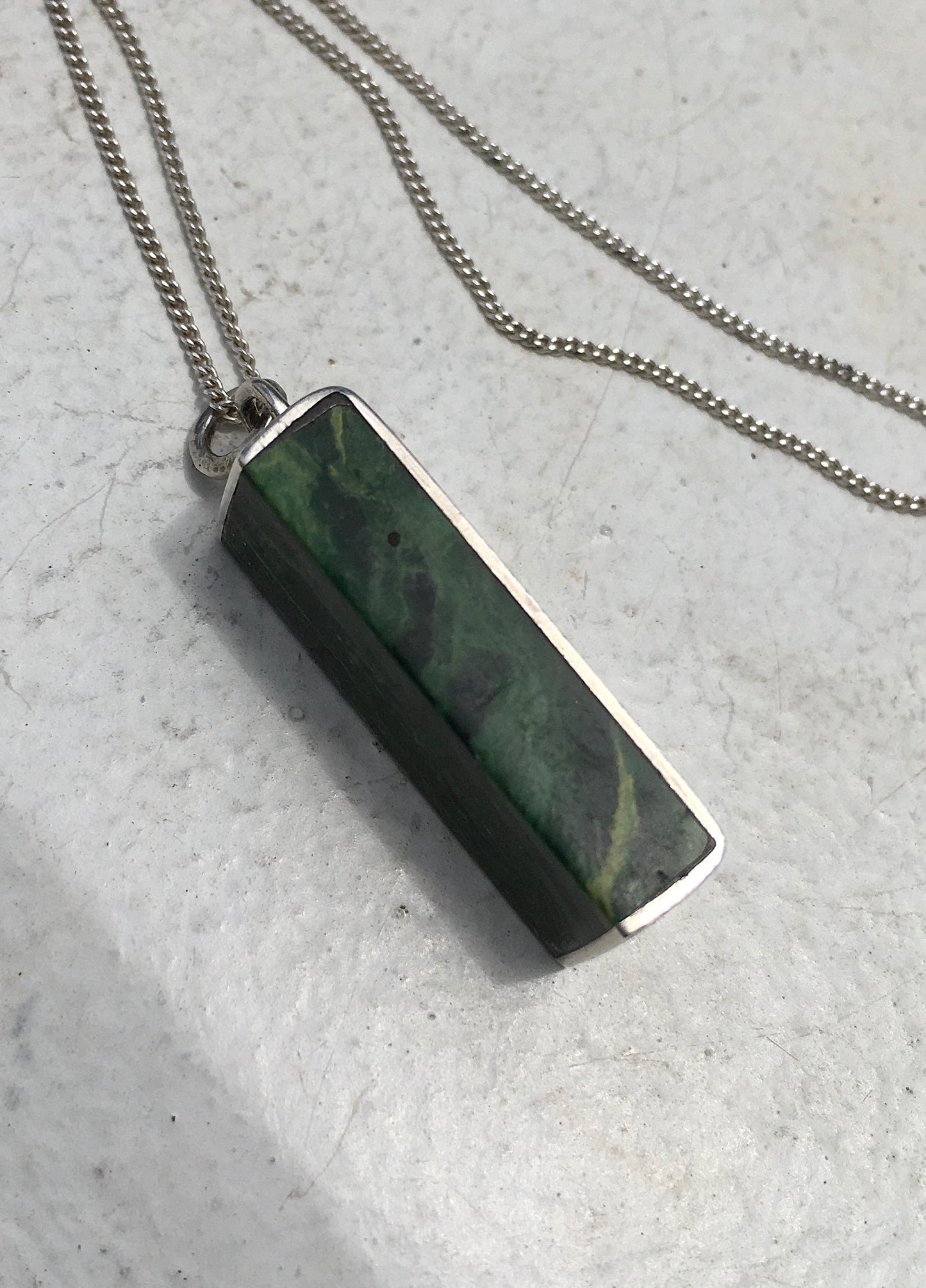 Vintage Sterling Silver Malachite Pendant