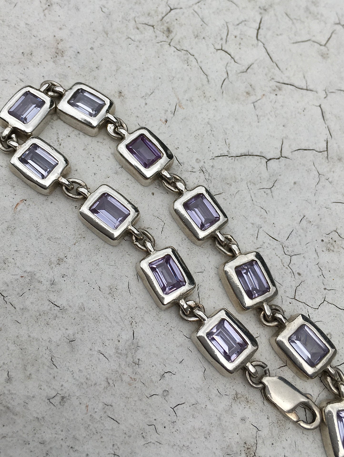 1990s Sterling Silver Amethyst Bracelet