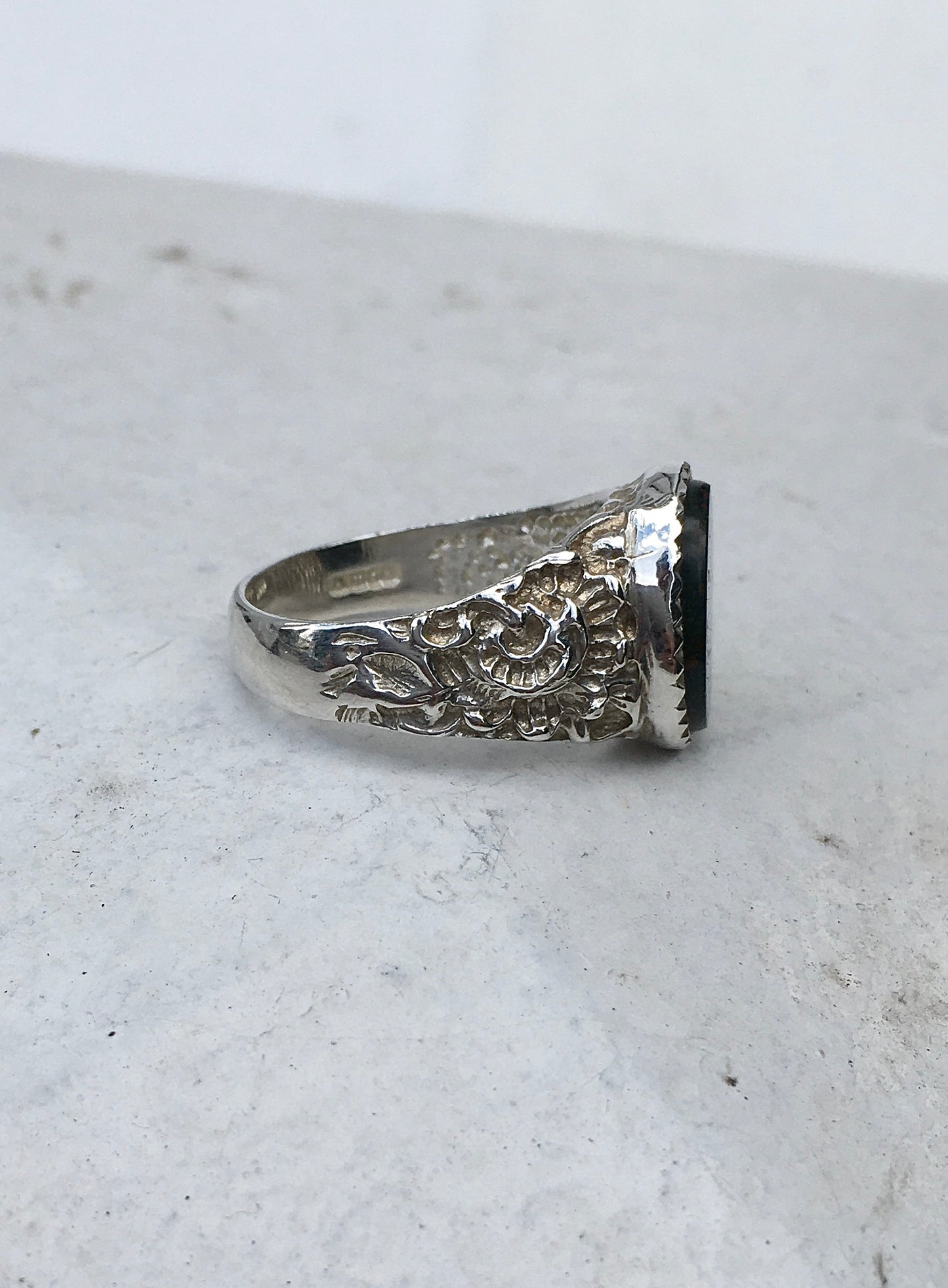 Sterling Silver Bloodstone Signet
