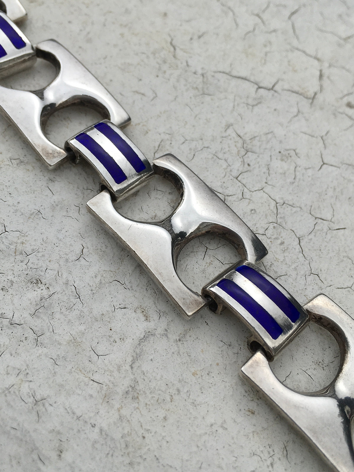 Vintage 1970s Sterling Silver Enamel Bracelet