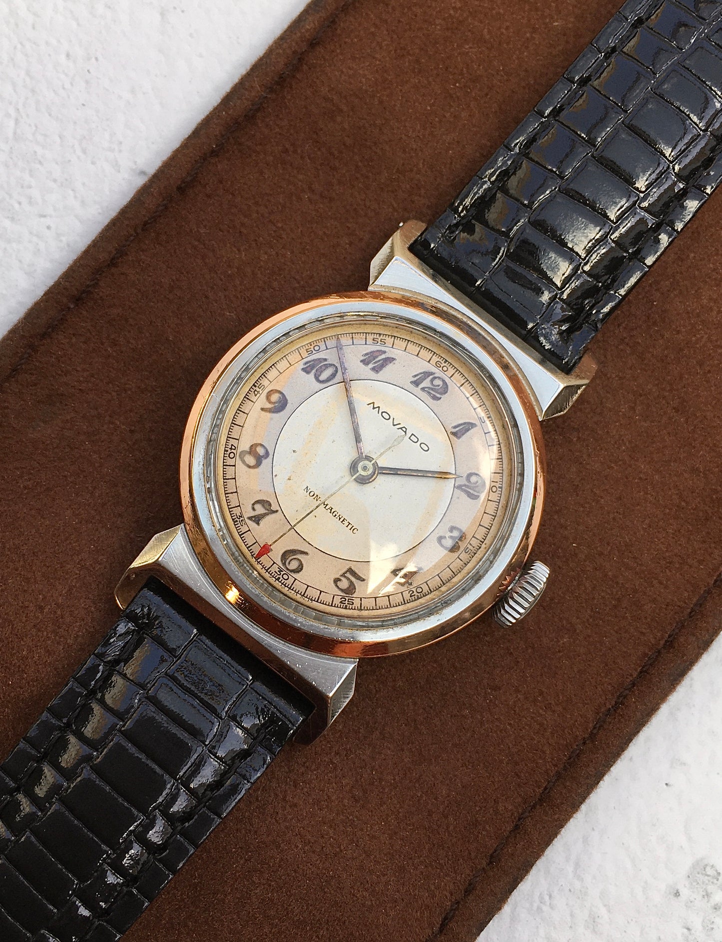 Vintage 1930s Steel & Rose Gold Movado