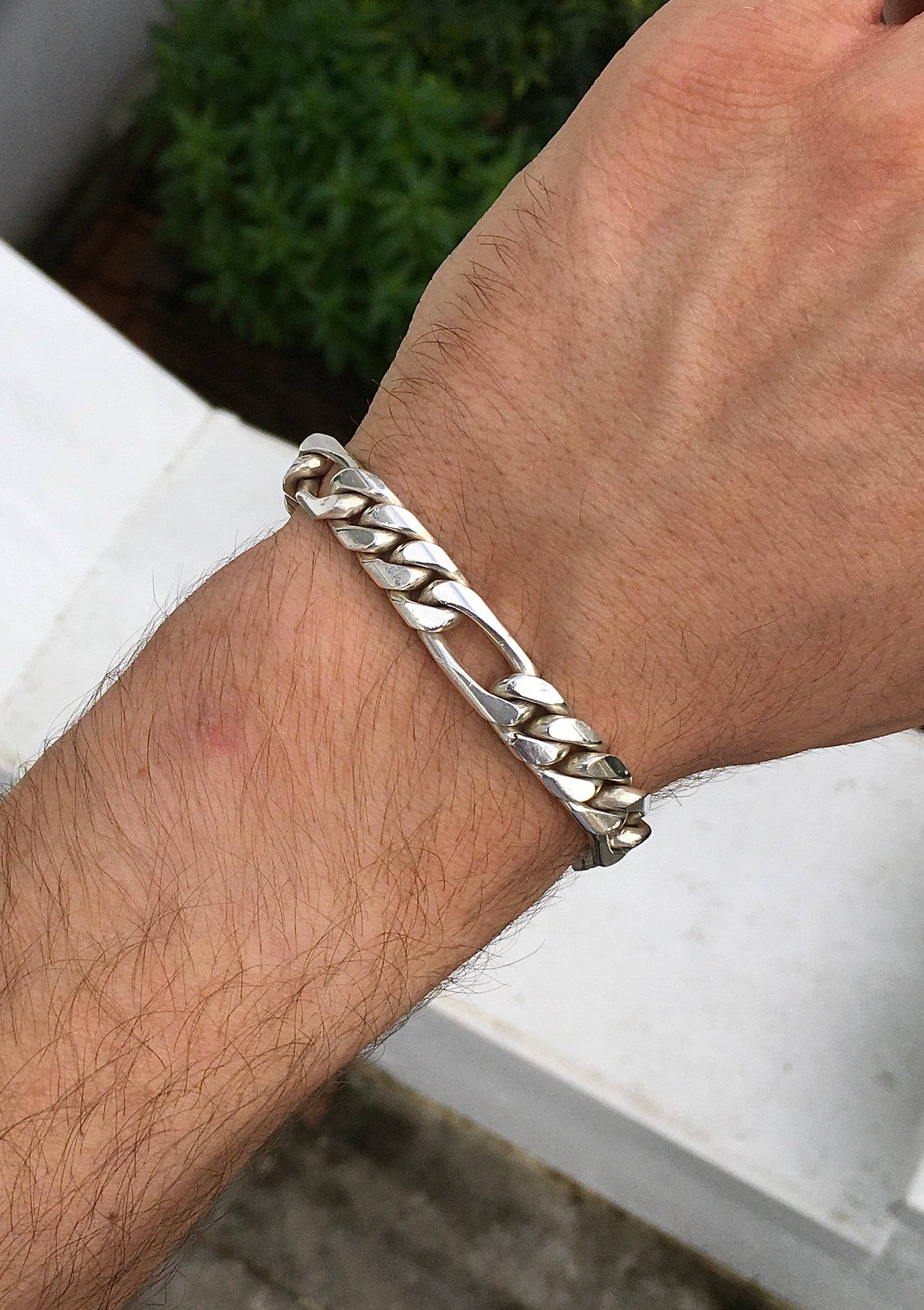 Sterling Silver Figaro Identity Bracelet