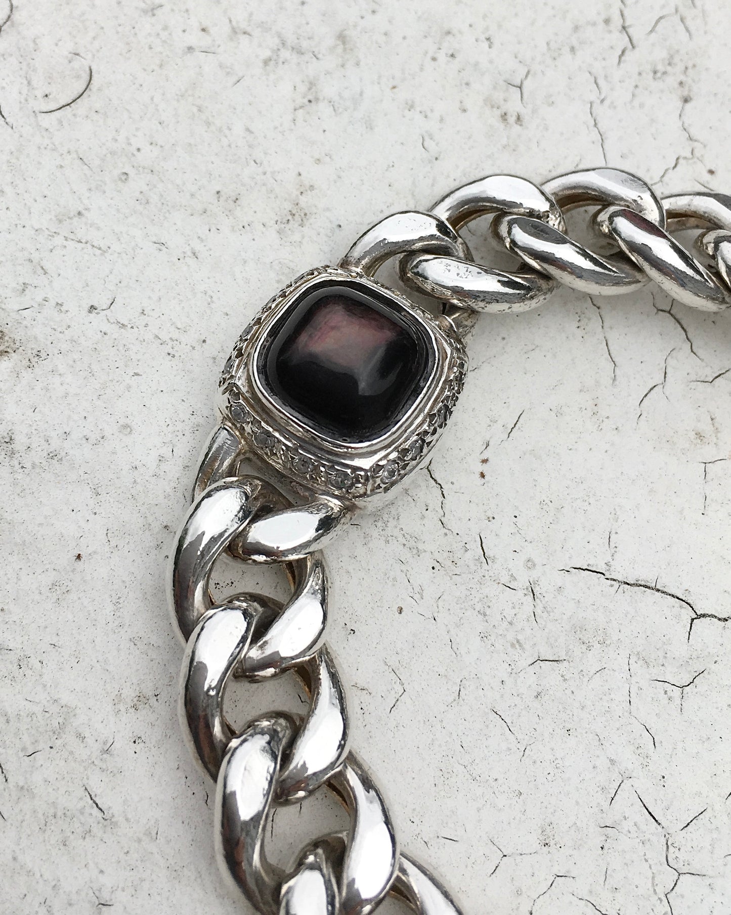 Sterling Silver Labradorite Curb Bracelet