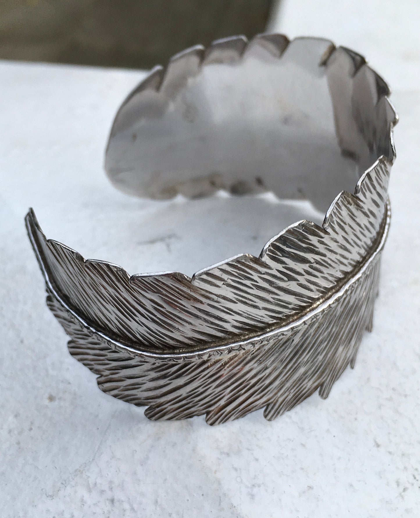 Sterling Silver Feather Bangle