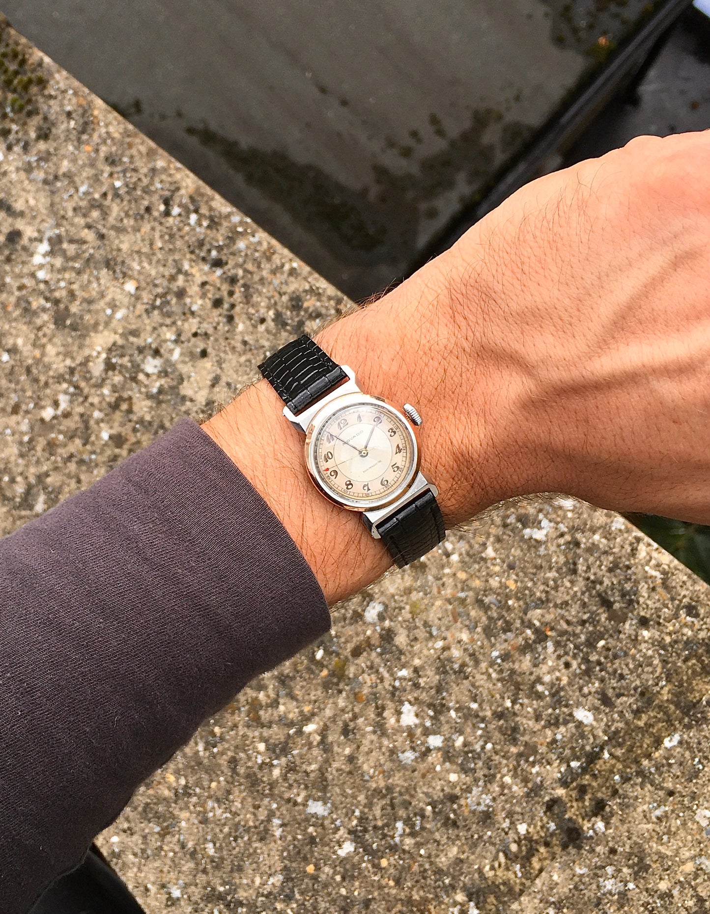 Vintage 1930s Steel & Rose Gold Movado