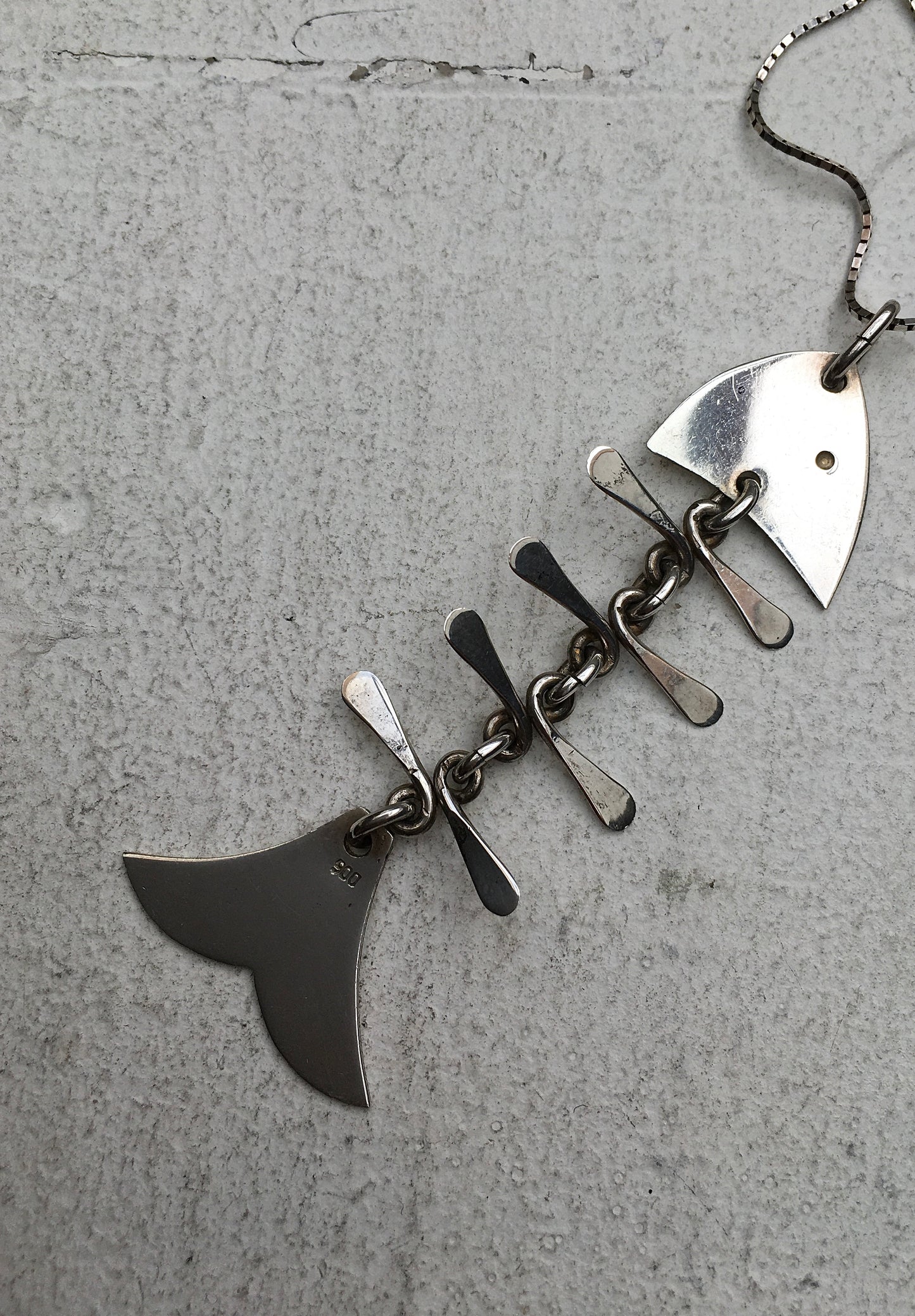 Silver Fish Bone Pendant