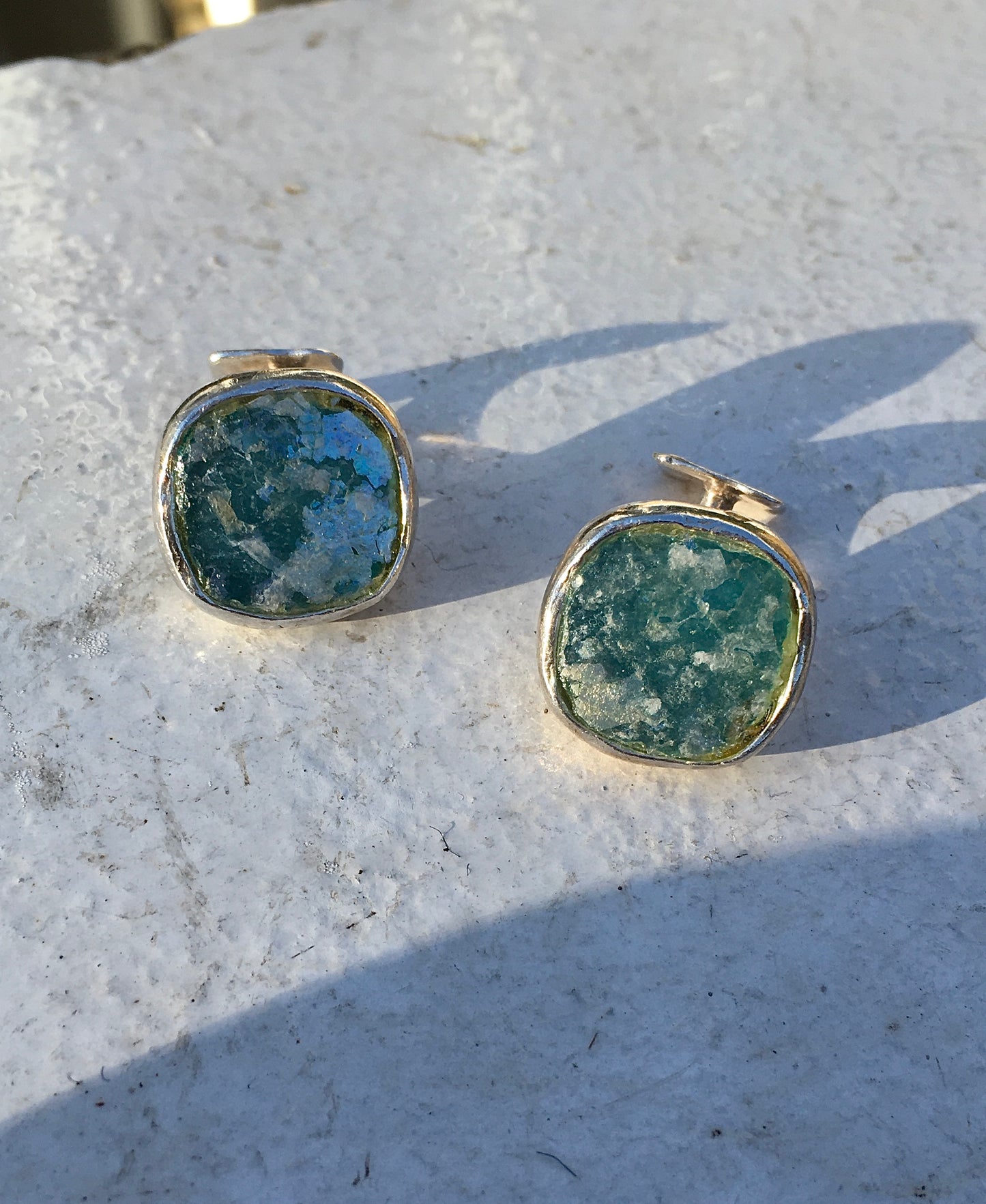 Sterling Silver Glass Cufflinks