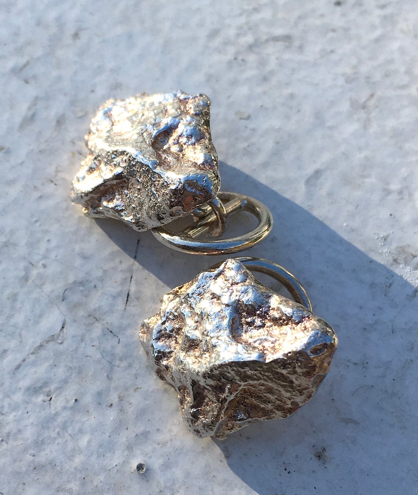 1970s Sterling Silver Nugget Cufflinks