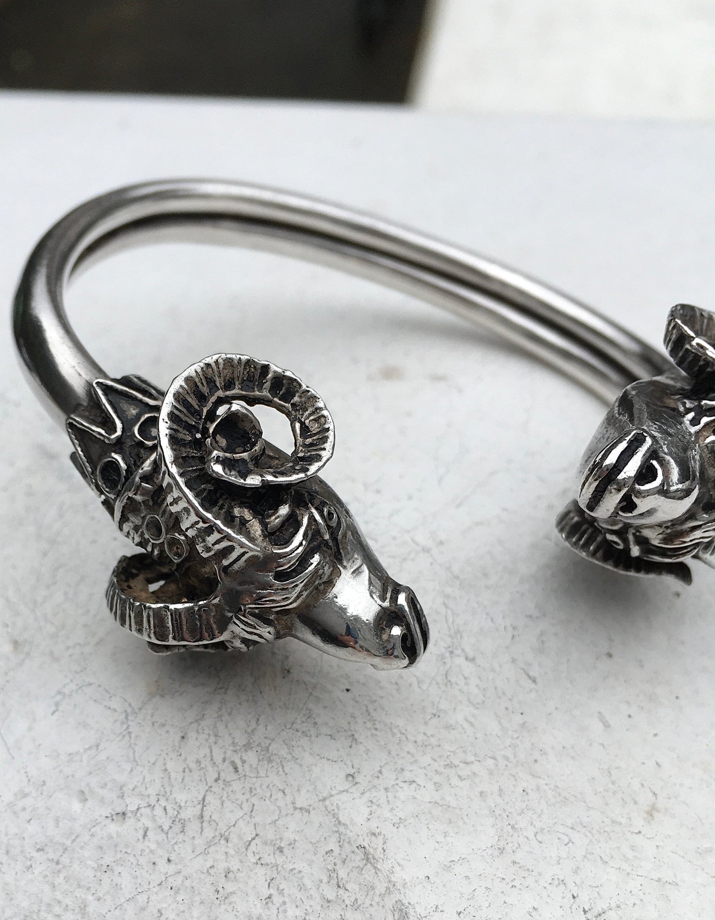 Vintage Sterling Silver Ram’s Head Bangle