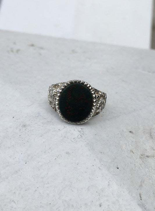 Sterling Silver Bloodstone Signet