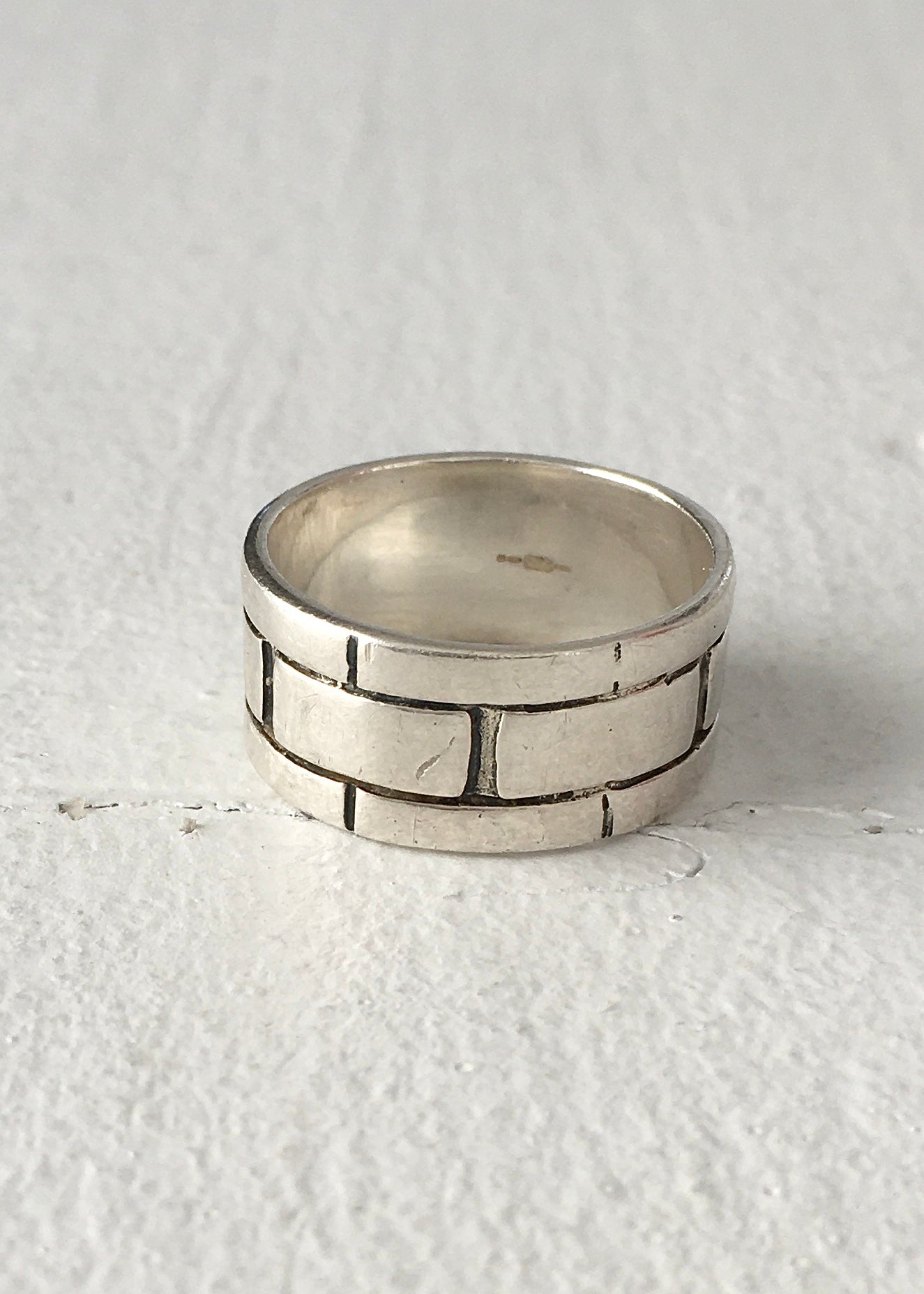 Vintage Sterling Silver Brick Ring