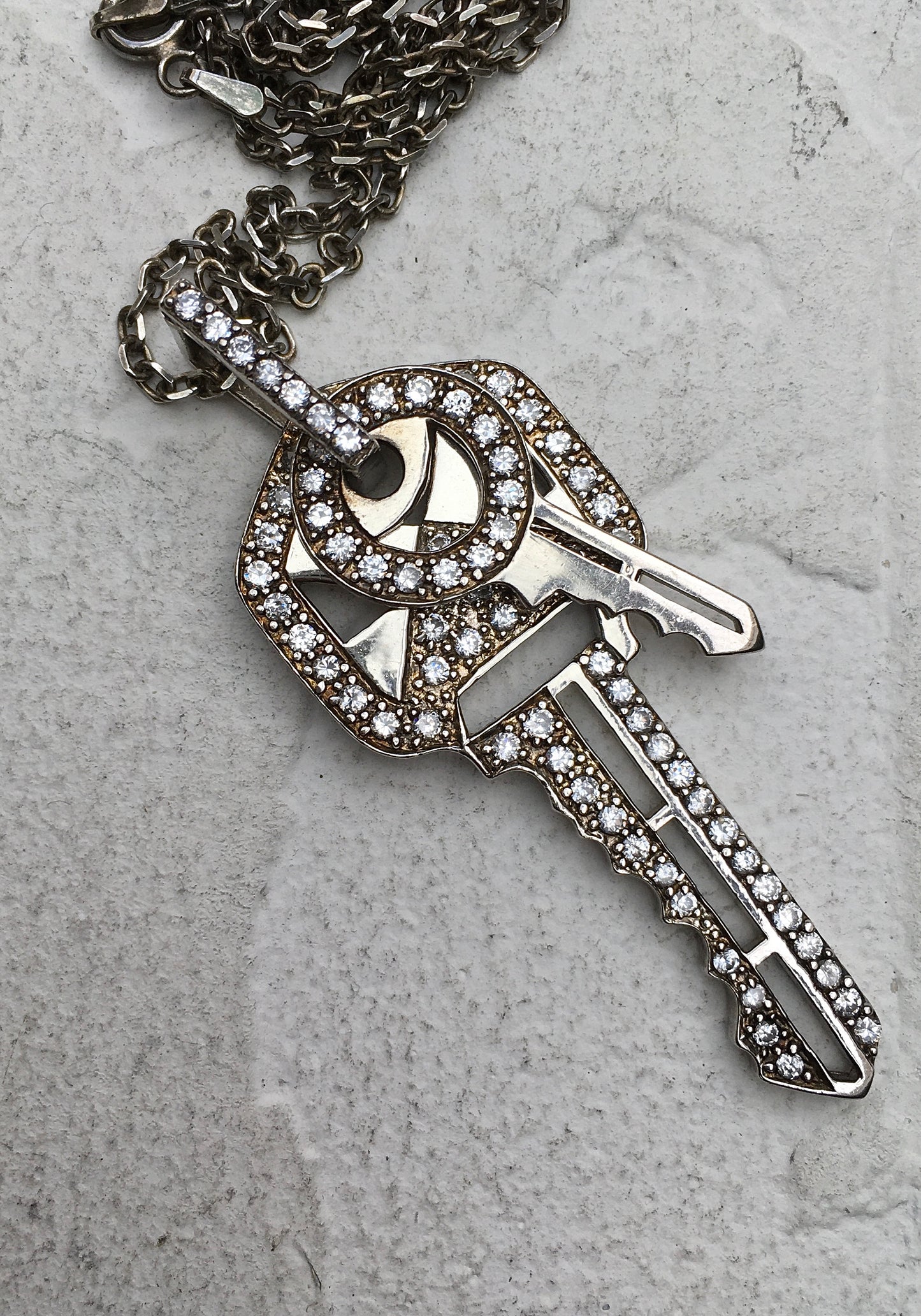 Vintage Sterling Silver Keys Pendant