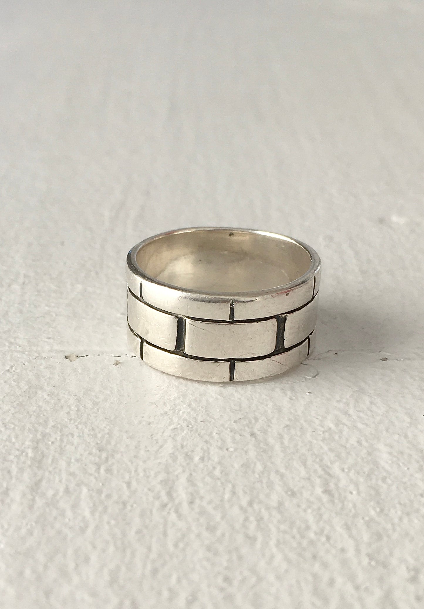 Vintage Sterling Silver Brick Ring