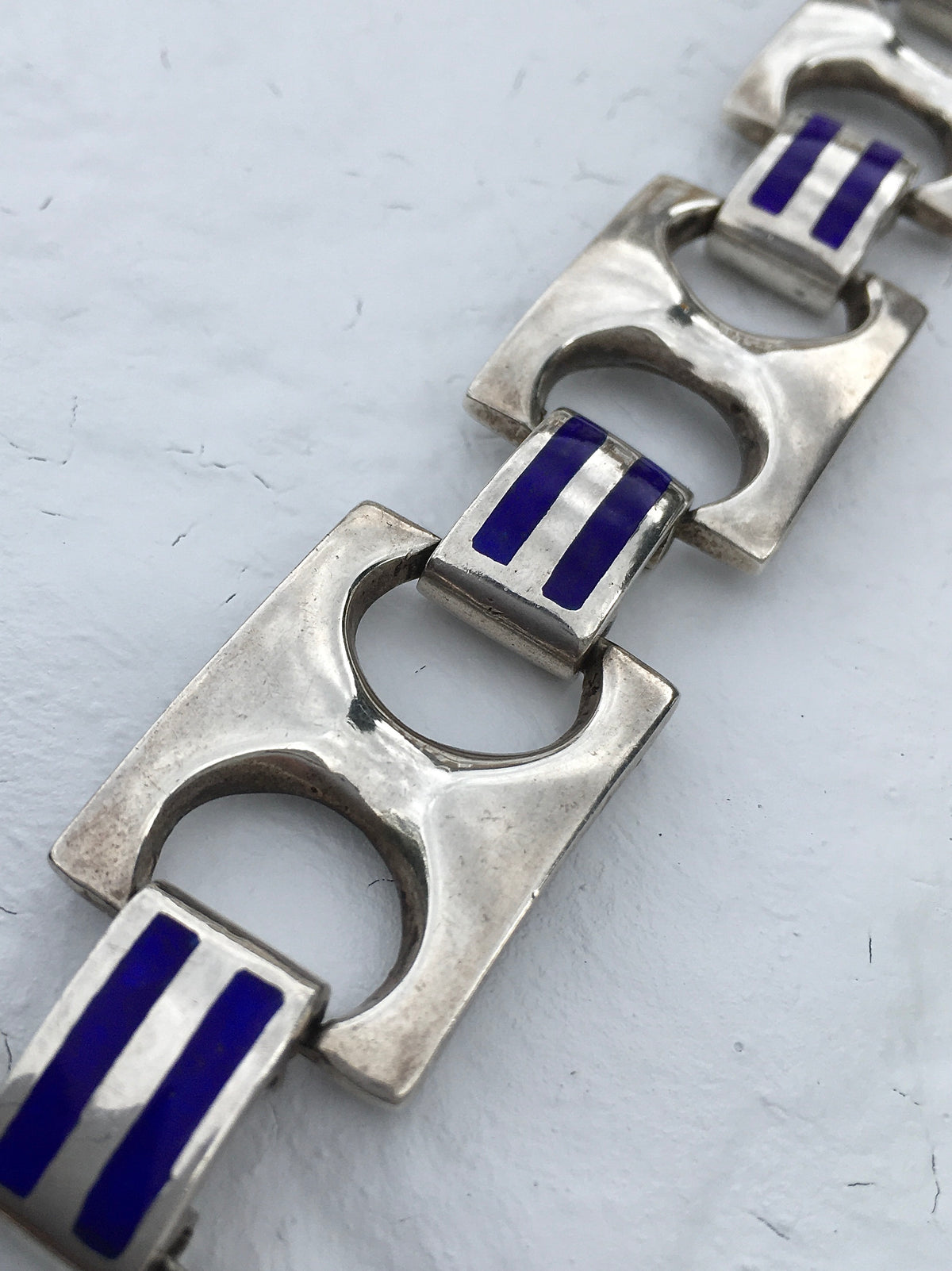 Vintage 1970s Sterling Silver Enamel Bracelet