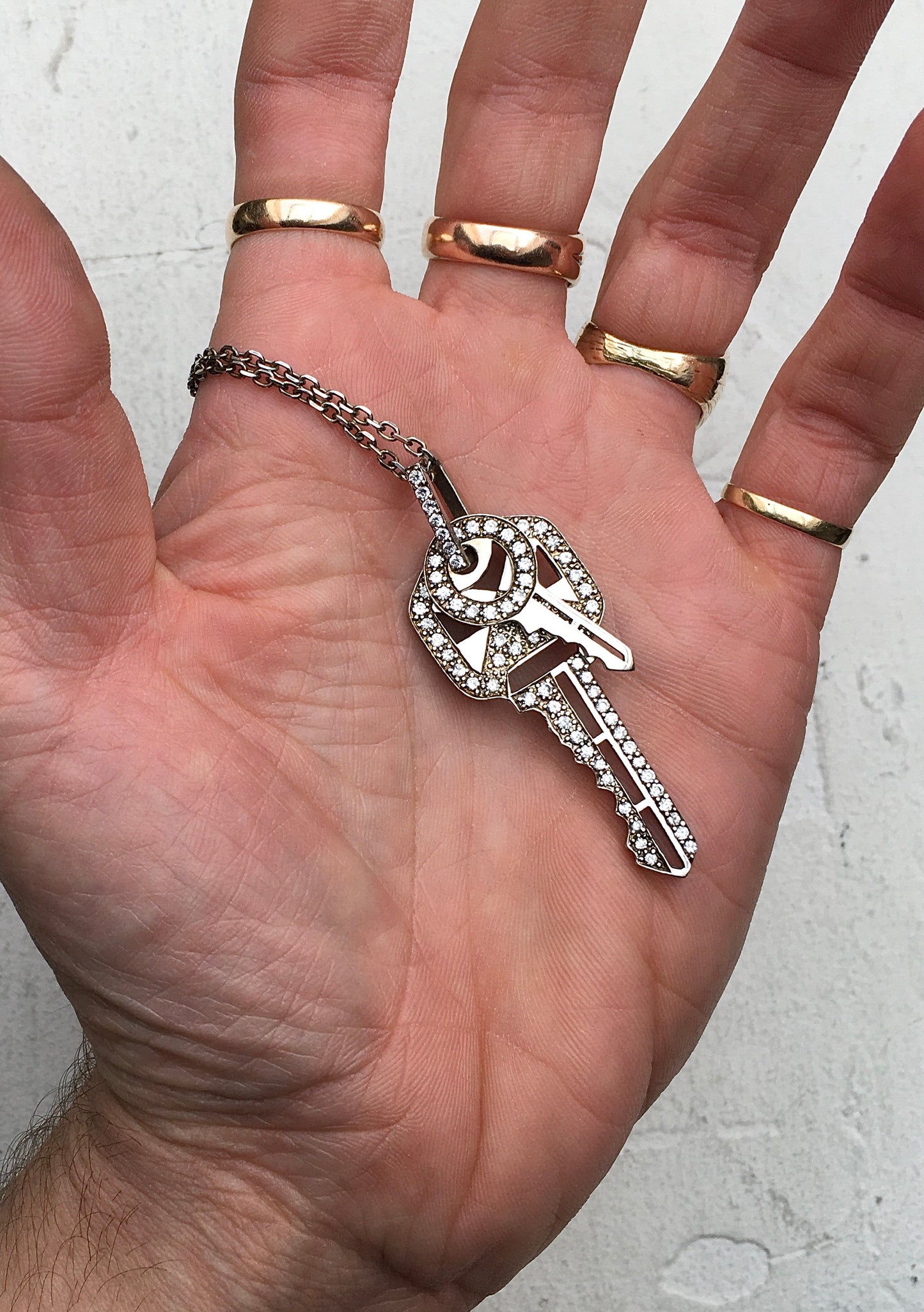 Vintage Sterling Silver Keys Pendant