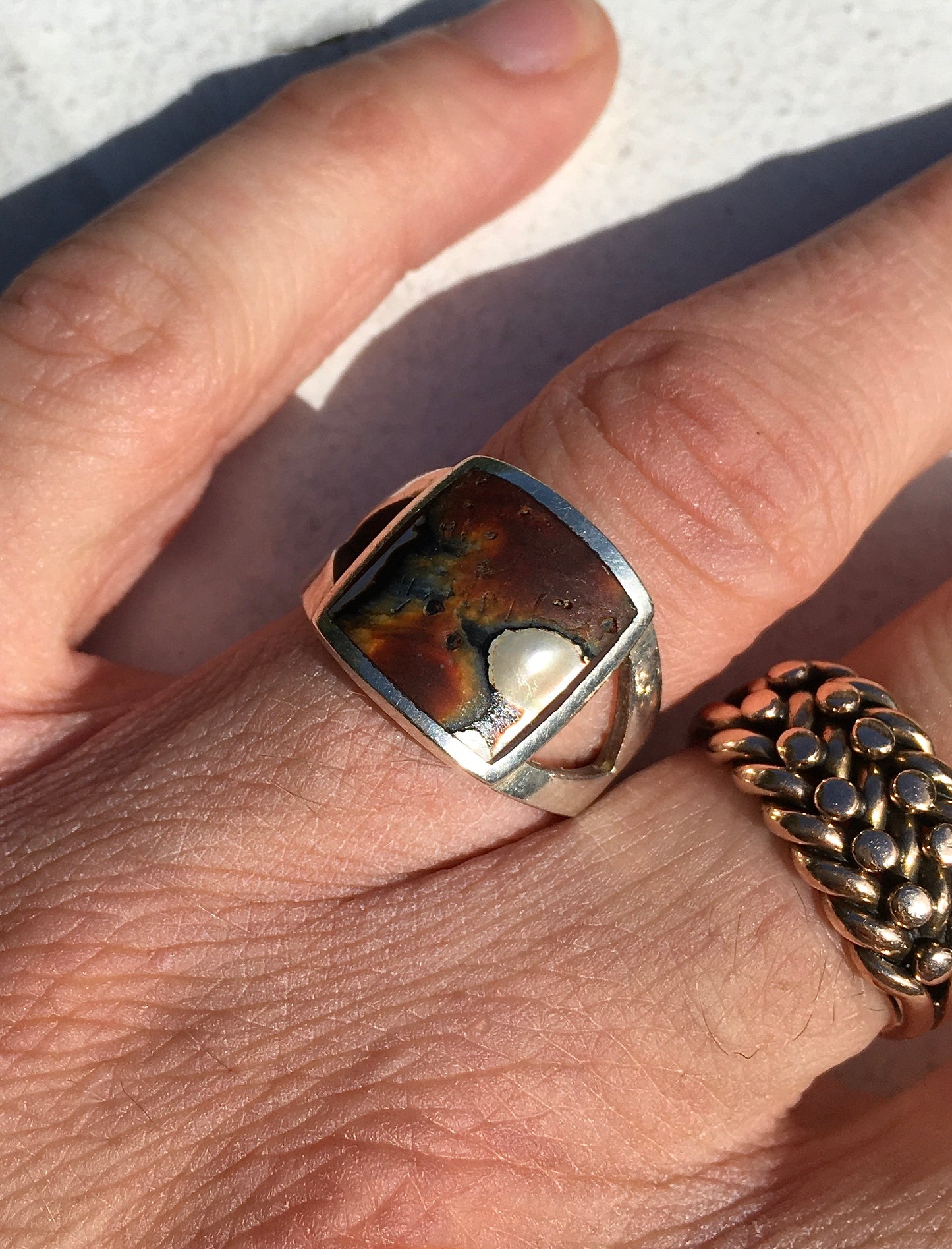 Vintage Sterling Silver Jasper Ring