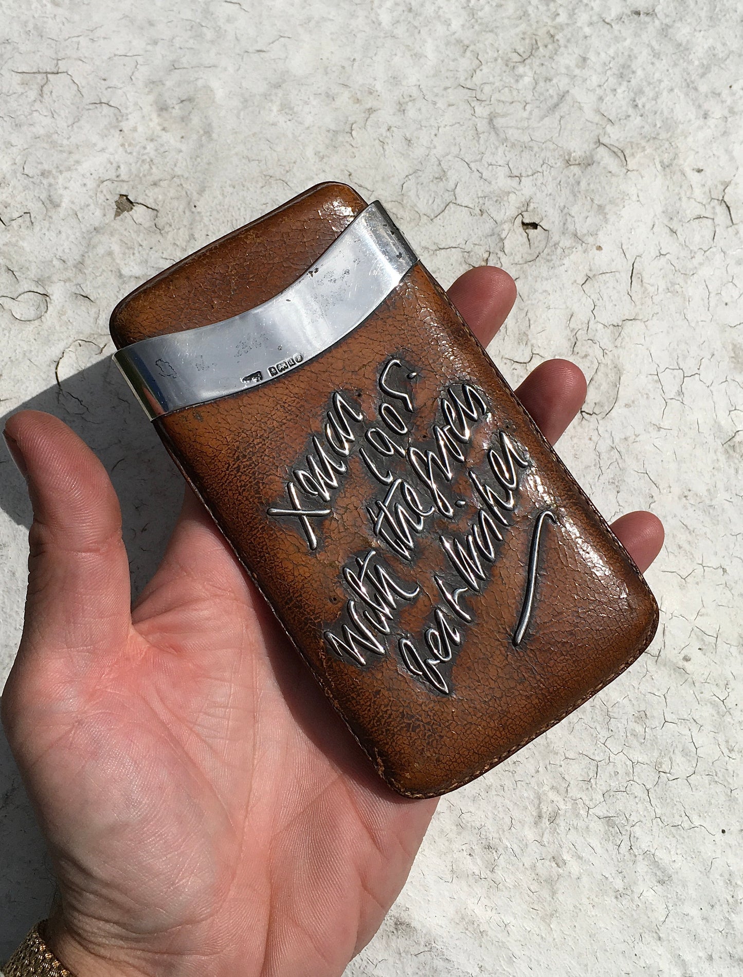 Antique Sterling Silver Mounted Cigar Case