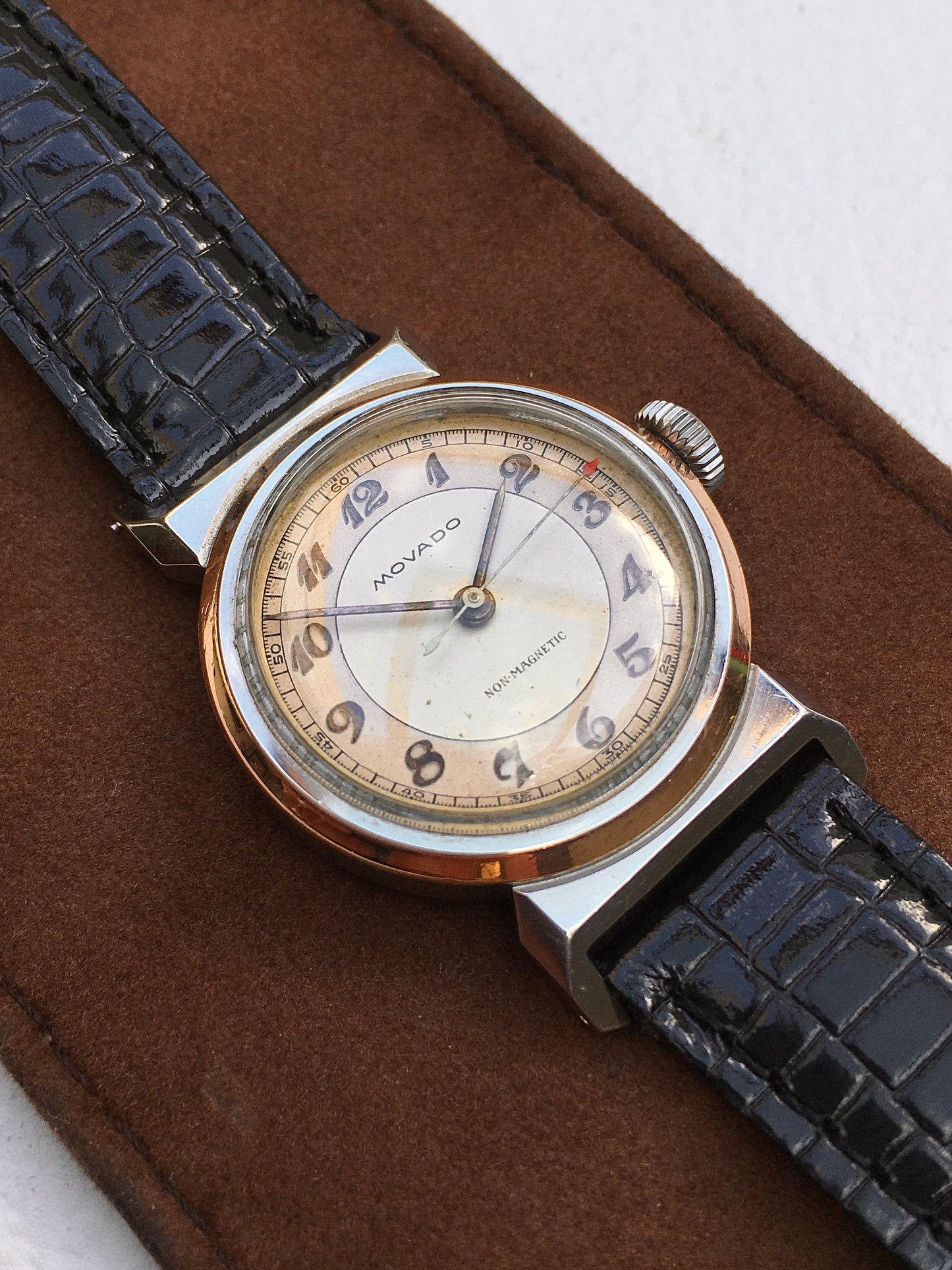 Vintage 1930s Steel & Rose Gold Movado