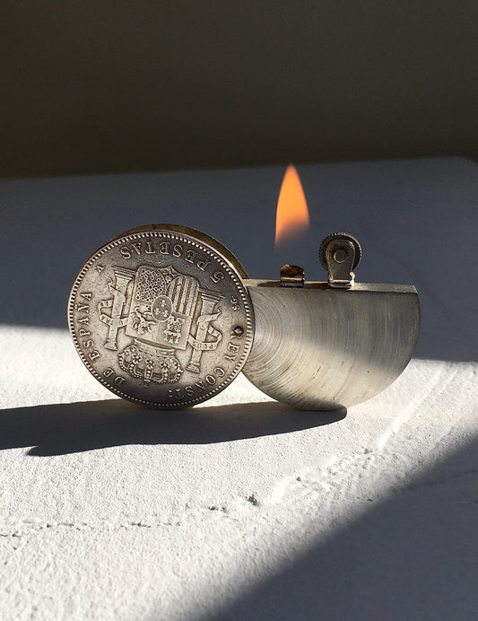 Antique Silver Peseta Coin Lighter