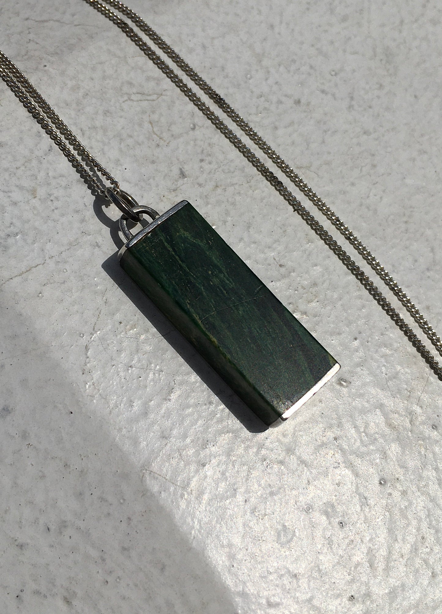 Vintage Sterling Silver Malachite Pendant