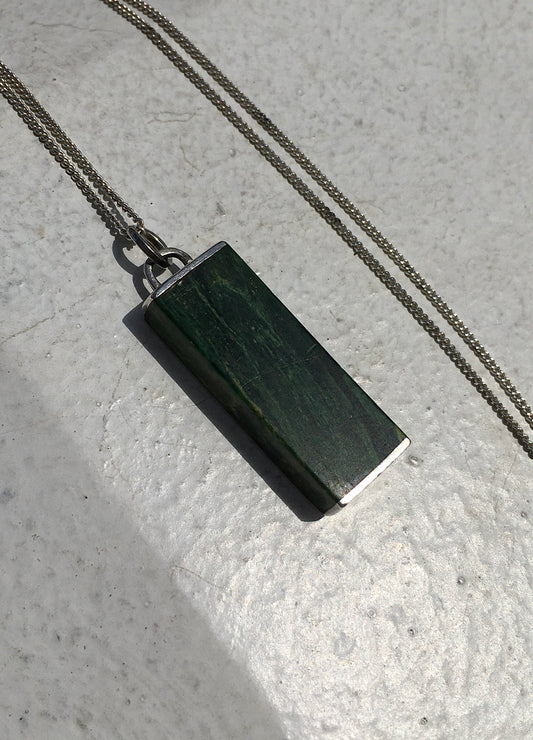 Vintage Sterling Silver Malachite Pendant