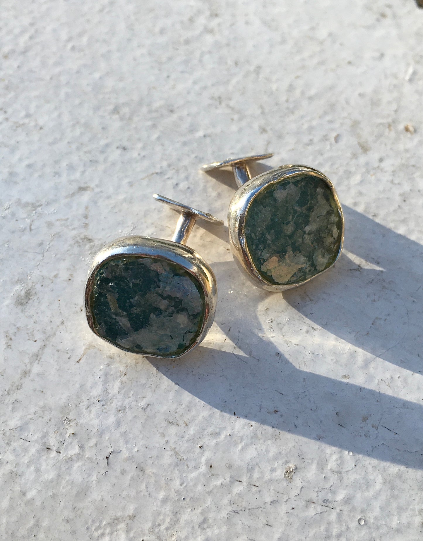 Sterling Silver Glass Cufflinks