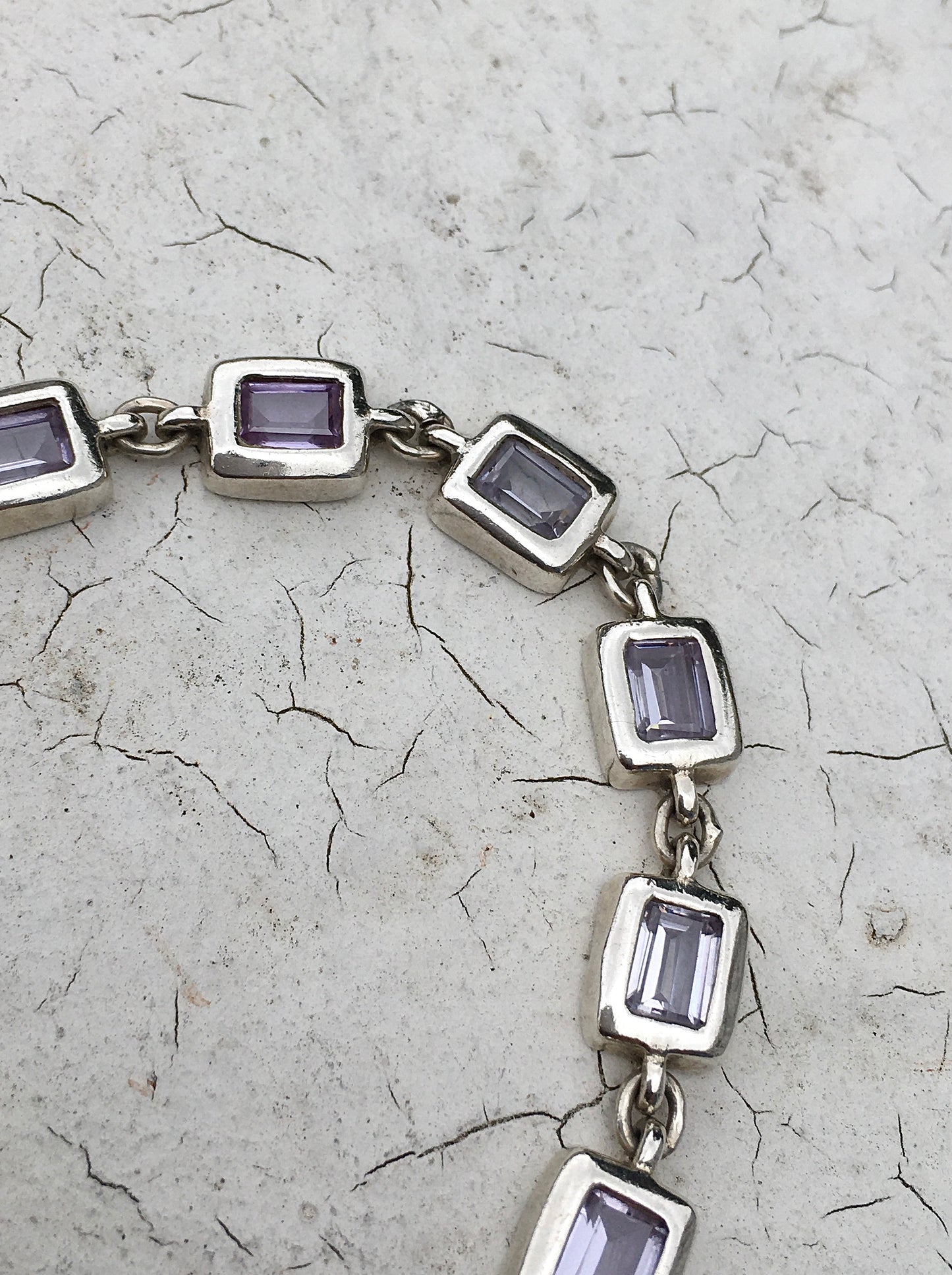 1990s Sterling Silver Amethyst Bracelet