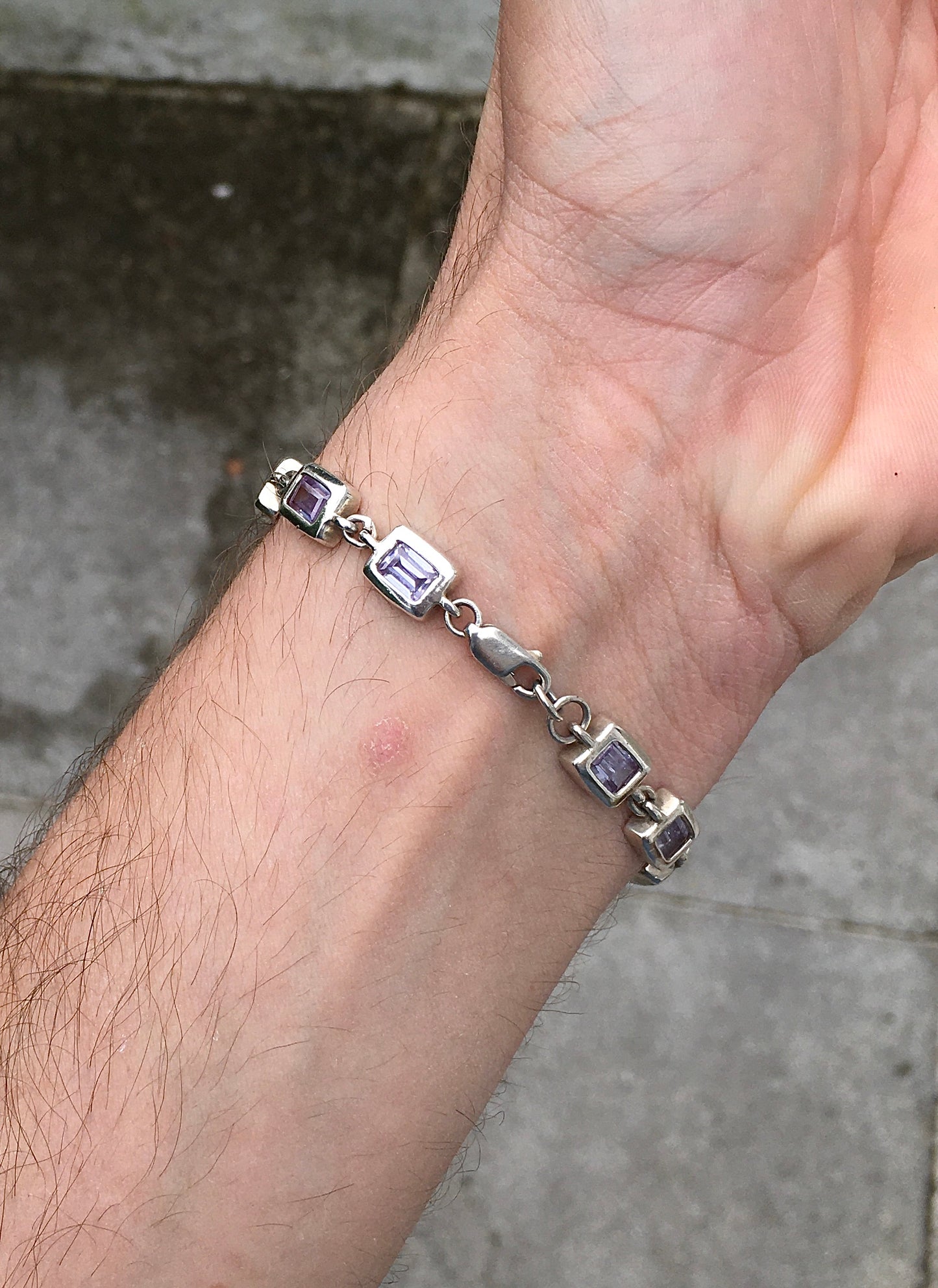 1990s Sterling Silver Amethyst Bracelet