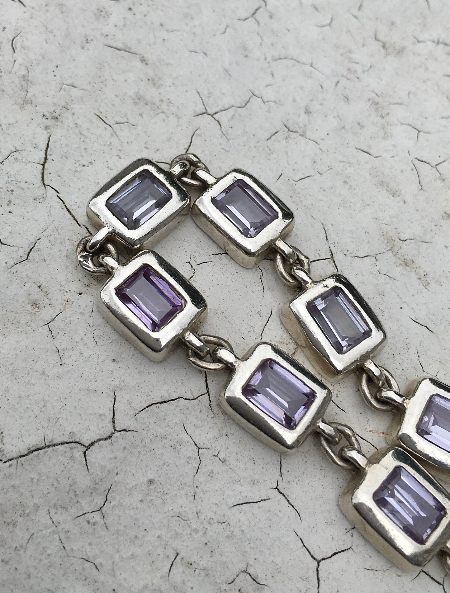 1990s Sterling Silver Amethyst Bracelet
