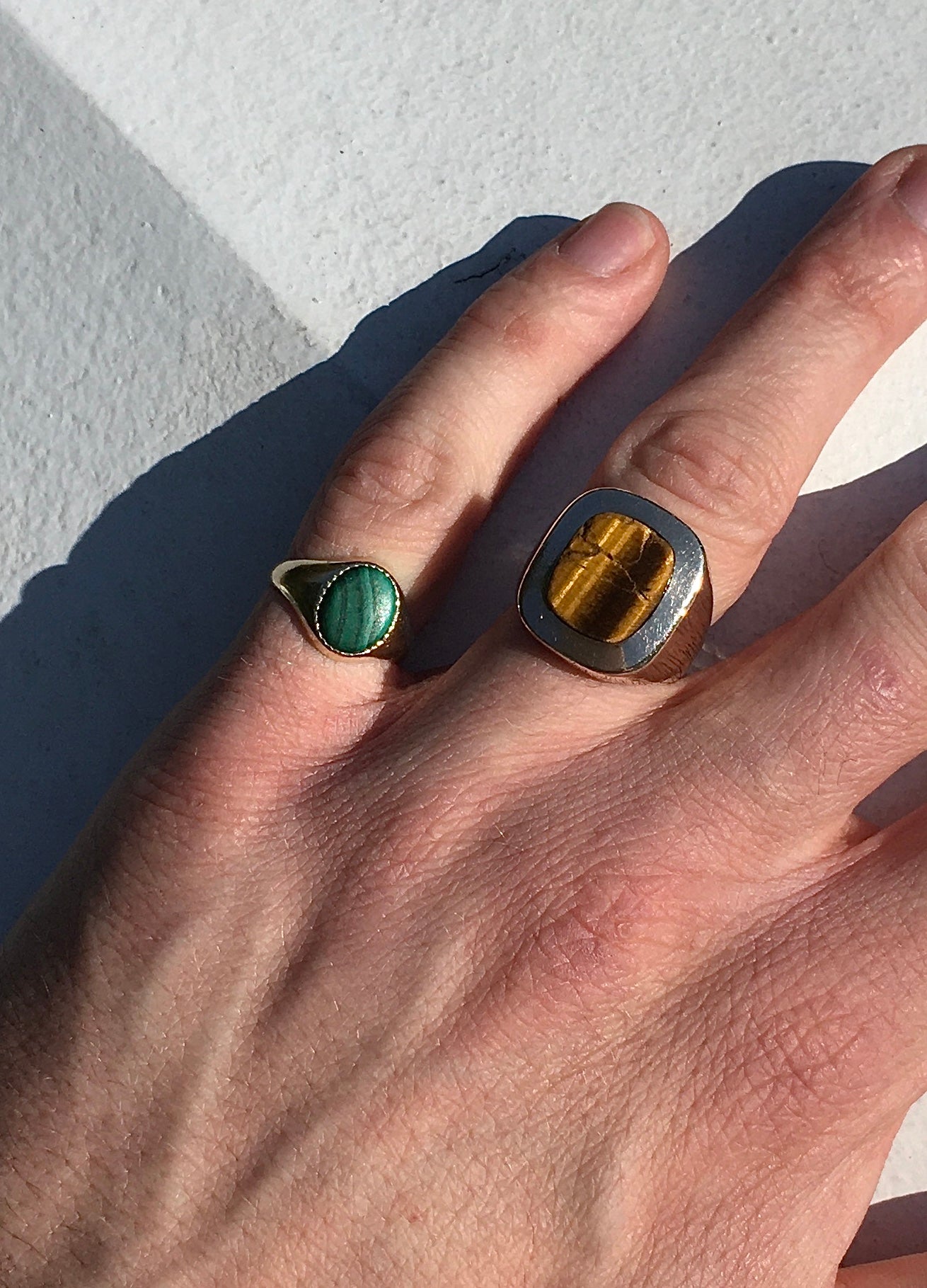 Vintage 1960s 9ct Gold & Malachite Signet