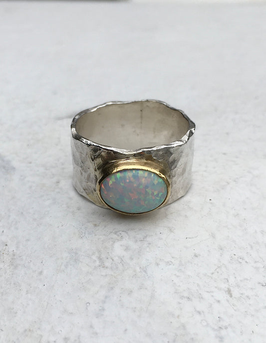 Silver & Gold Opal Ring