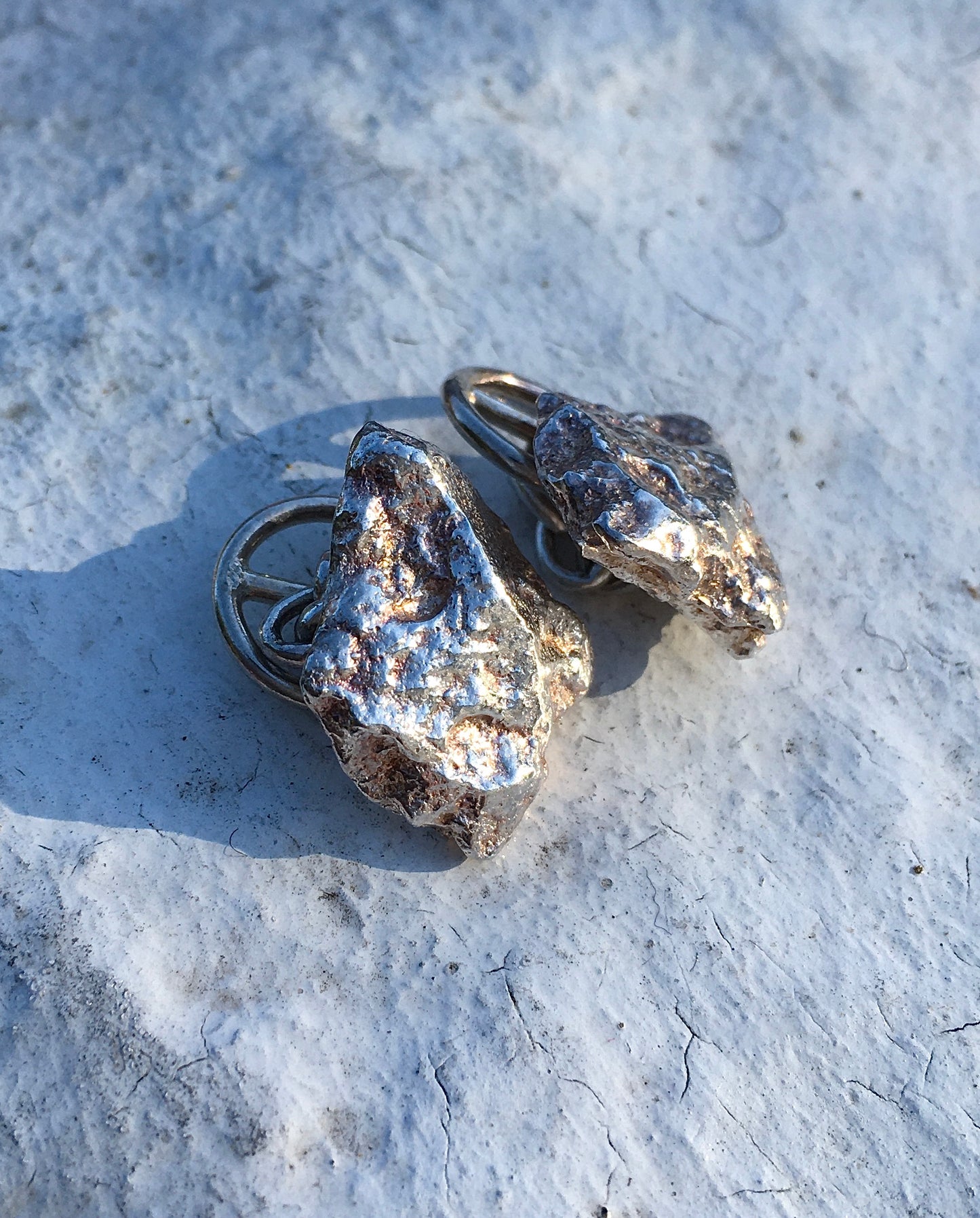 1970s Sterling Silver Nugget Cufflinks