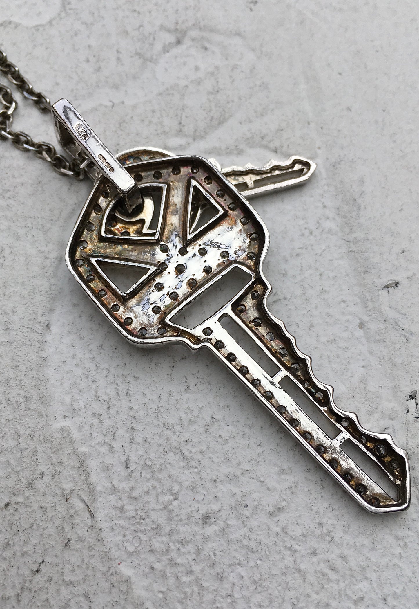 Vintage Sterling Silver Keys Pendant