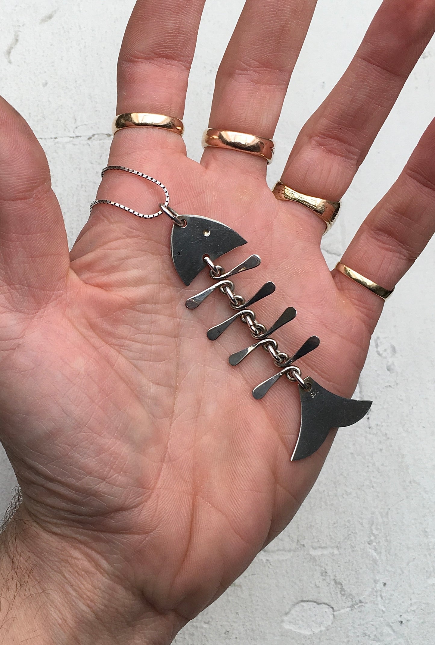 Silver Fish Bone Pendant