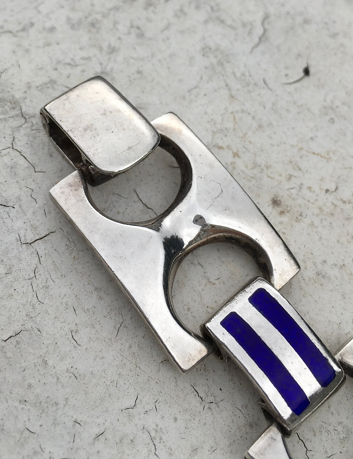 Vintage 1970s Sterling Silver Enamel Bracelet