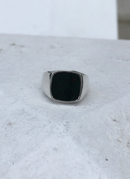Sterling Silver Bloodstone Signet