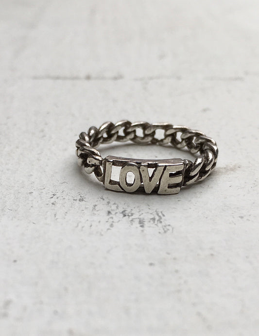 Sterling Silver Curb Love Ring