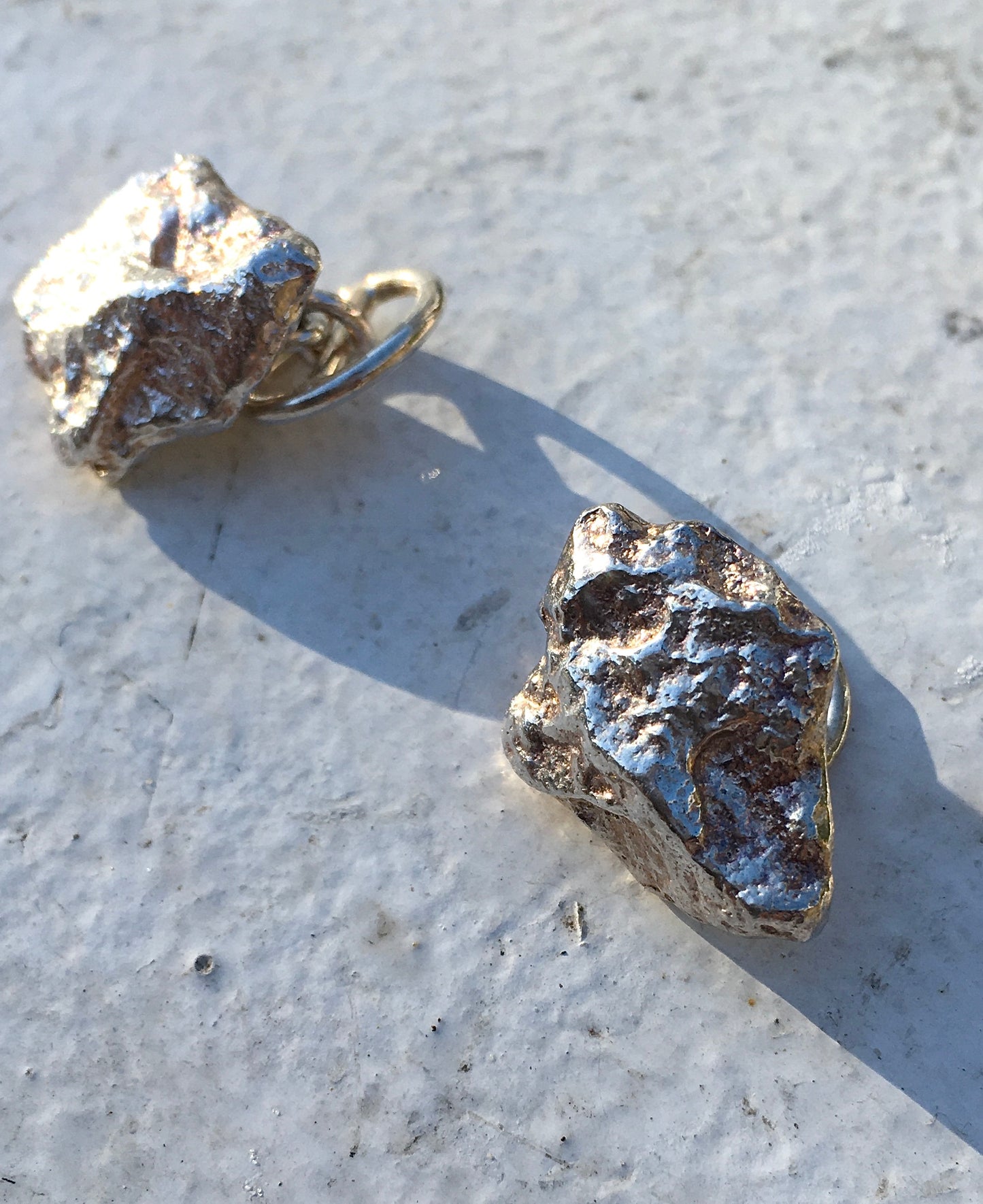 1970s Sterling Silver Nugget Cufflinks