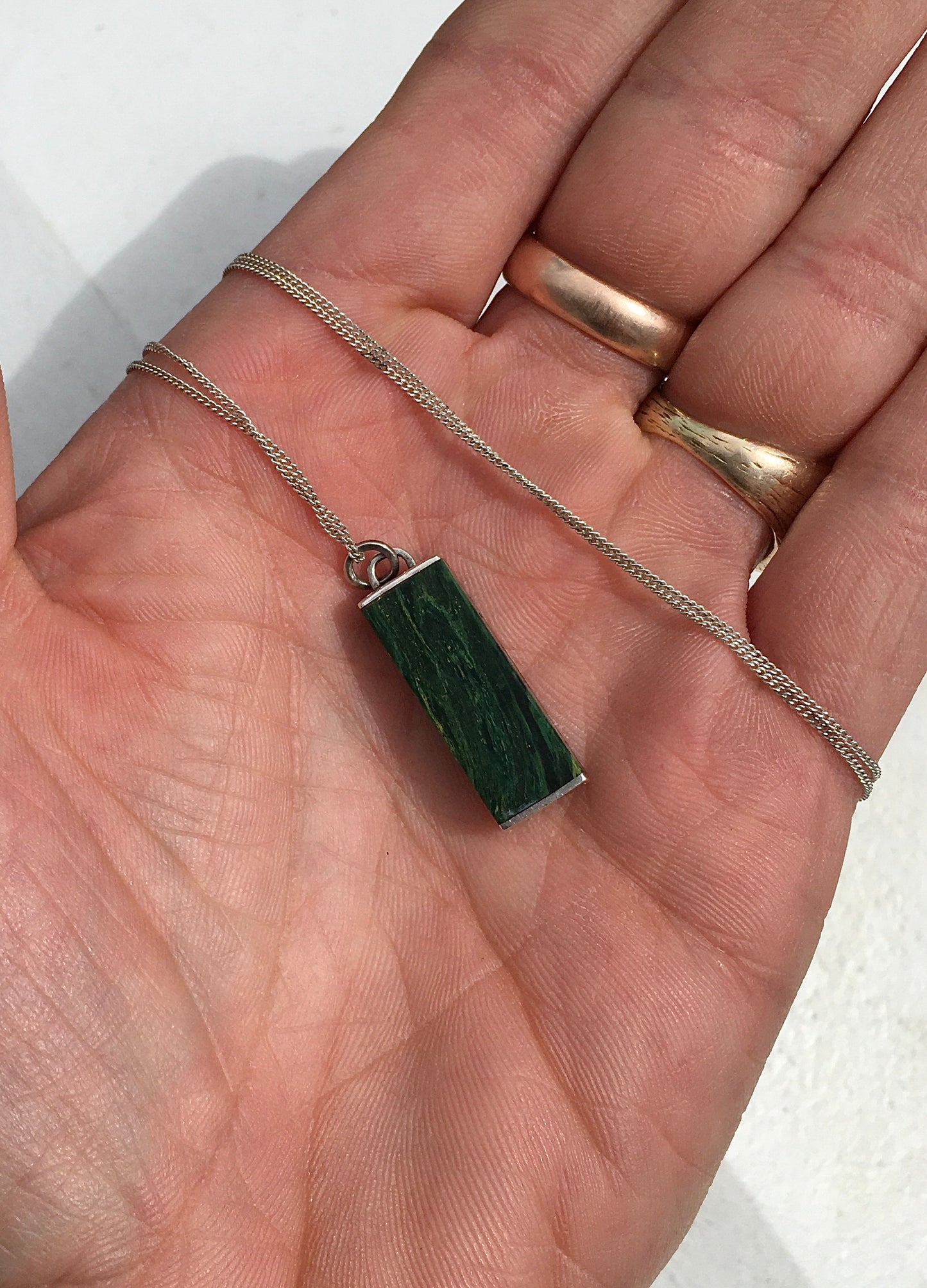 Vintage Sterling Silver Malachite Pendant
