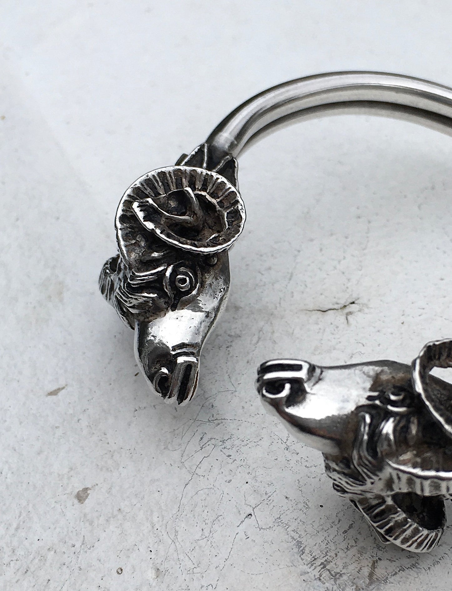 Vintage Sterling Silver Ram’s Head Bangle