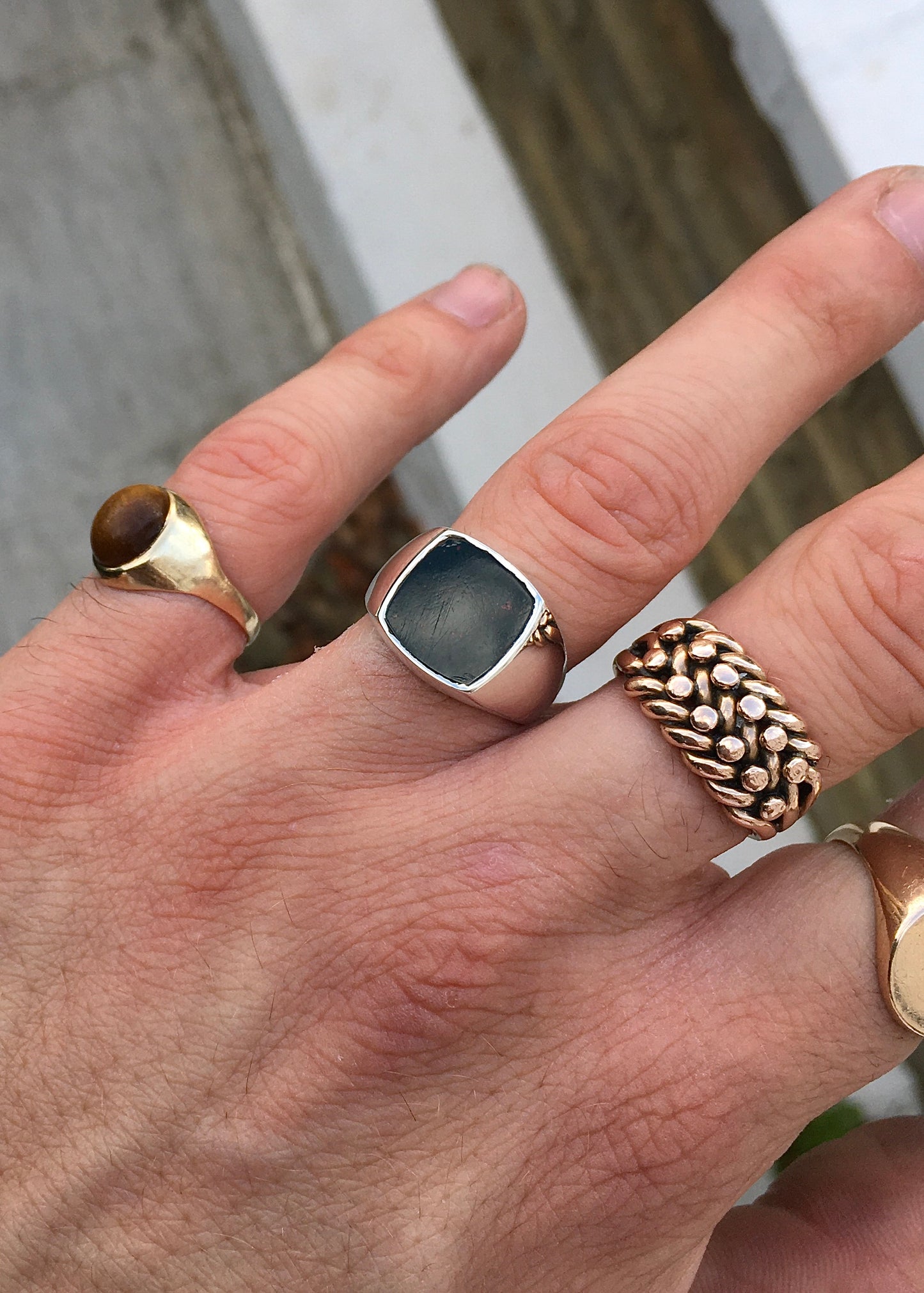 Sterling Silver Bloodstone Signet