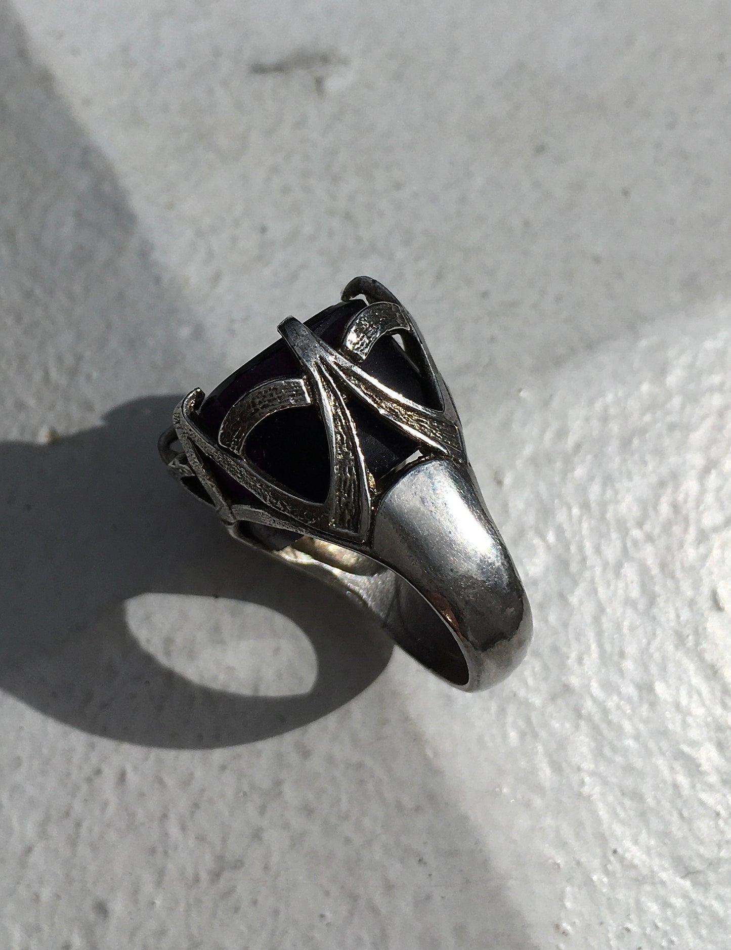 Vintage Silver Amethyst Intaglio Seal Ring